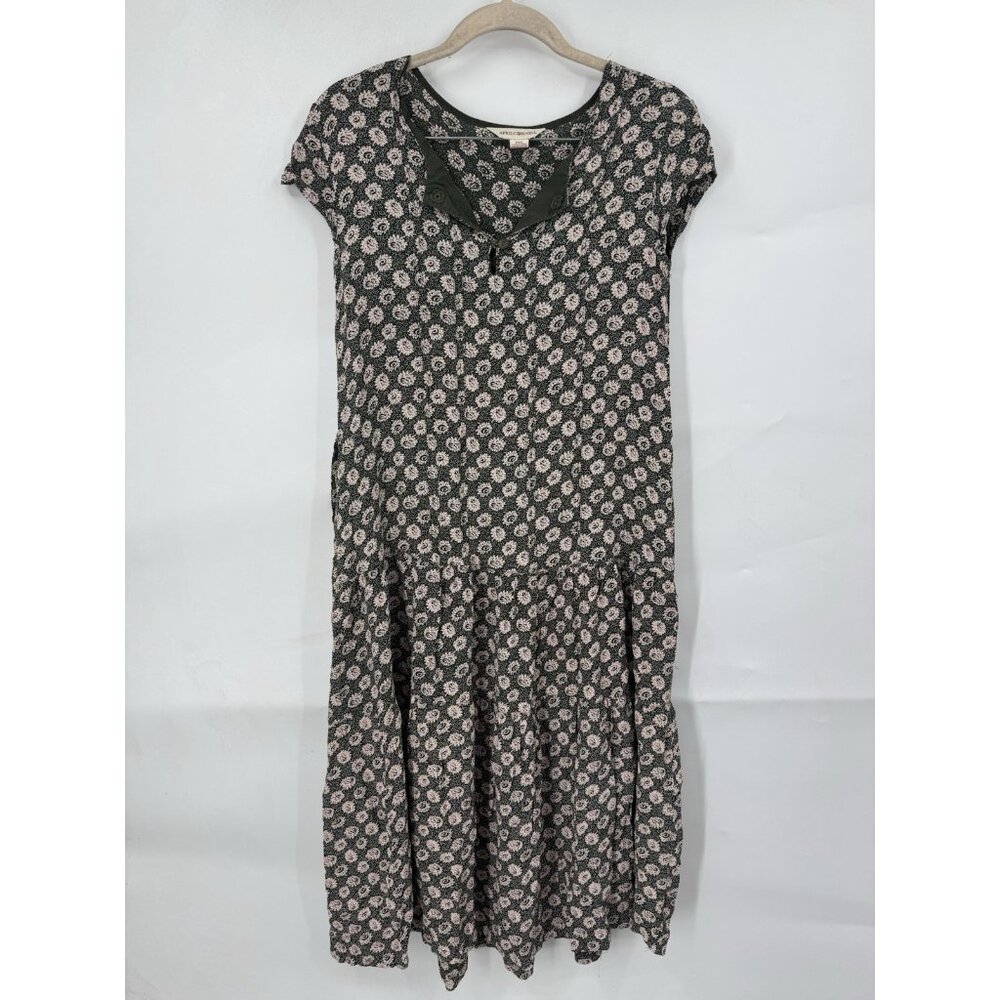 April Cornell Prairie Cottage Mini Dress Women XXS Green Ditsy Peasant Farmhouse